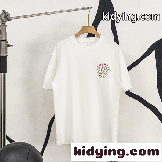 半袖Tシャツ Chrome Hearts コピー メンズ レディース 刺繍クロス バックプリント 大判ロゴ カラフル刺繍 綿素材 通気性 クルーネック オーバーサイズ ゆったり ストリート系 韓国ファッション ユニセックス 夏新作 人気 クロムハーツ-5