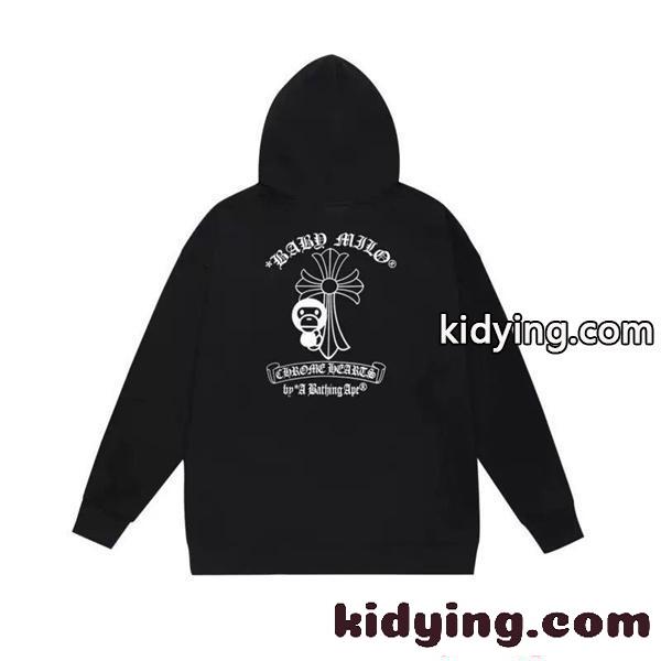 人気 新登場 コピー パーカー プリント 裏起毛ストリート 2026新作 CHROME HEARTS X BAPE-1