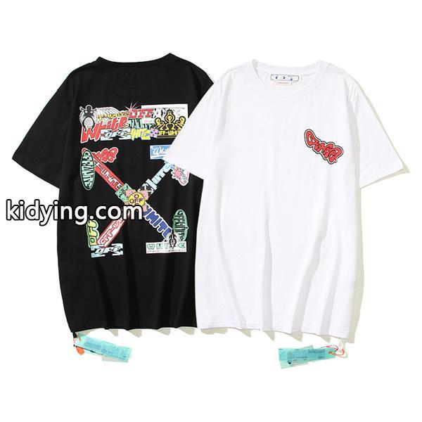 チャーム満々！夏着物 オフホワイト Ｔシャツ コピー メンズ ファッション 春夏トップス Off-White 日常 半袖 Tシャツ 通学 通勤 ボイズ-0