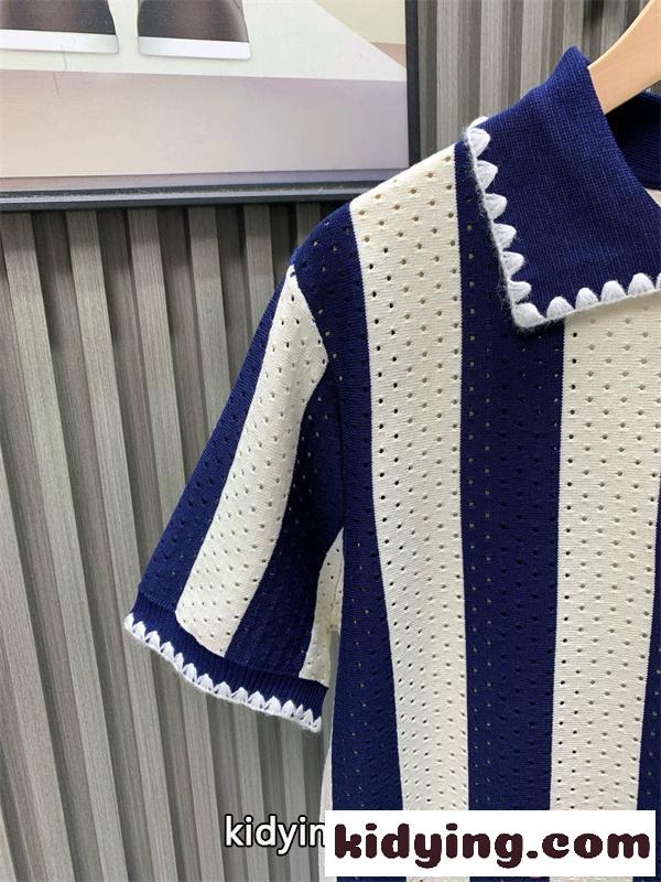 プレミアム LOEWE ロエベ コピー ニットポロシャツ ストライプ ハーフジップ 上品-5