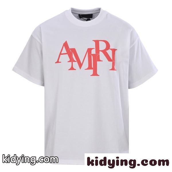 AMIRI アミリ 2026新作 発泡ロゴプリント 半袖Tシャツ コットン クルーネック オーバーサイズ 人気-0