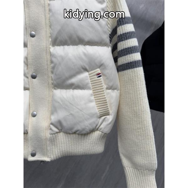 Thom Browne 偽物 秋冬コントラスト豊かな 定番 ネイビー ニット拼接 ダウンジャケット トムブラウン-6