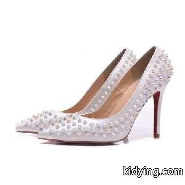 人気美脚ルブタンレディース靴スパイクスハイヒールパンプスLOUBOUTIN BLANCO 通勤歩きやすい100MM-0