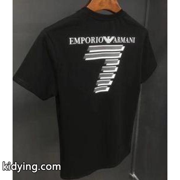 海外セレブ定番愛用ARMANIアルマーニ通販コピーホワイト刺繍ロゴクルーネックビジネス用メンズ半袖Tシャツ-2