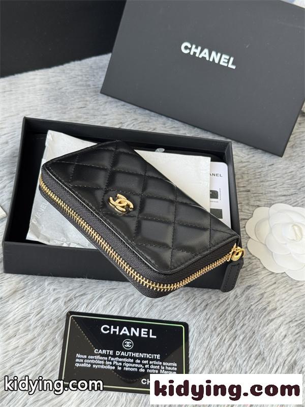 CHANEL シャネル コピー 財布 エレガント レザー ラウンドジップ ミニウォレット ブラック 高級感-3