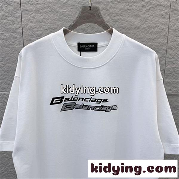 ビビッドピンク 半袖Tシャツ BALENCIAGA バレンシアガ コピー ダブルロゴプリント クルーネック ゆったりシルエット メンズカジュアル-7