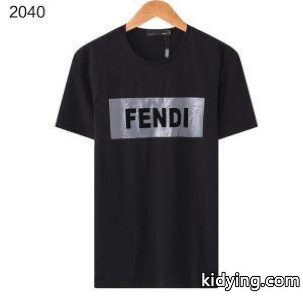 激安大特価安いカジュアル夏の必需品黒白ブルーグレーFENDIフェンディ tシャツ コピーオールシーズンルーズTシャツ-1