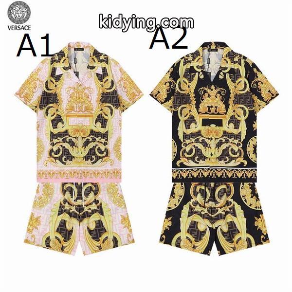 綺麗に決まるフォルム!ヴェルサーチ VERSACE 半袖Tシャツ 上下セット 2色可選_ヴェルサーチ VERSACE_ブランド コピー 激安(日本最大級)-0