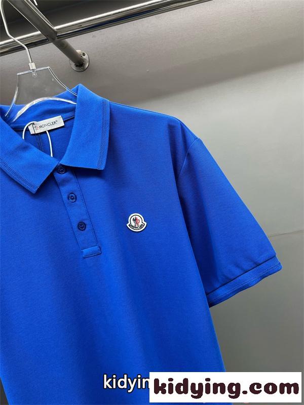ポロシャツ 半袖 モンクレール コピー ブルー ワンポイントロゴ 鹿の子風 シンプル Moncler 爽やか 上品カジュアル-2