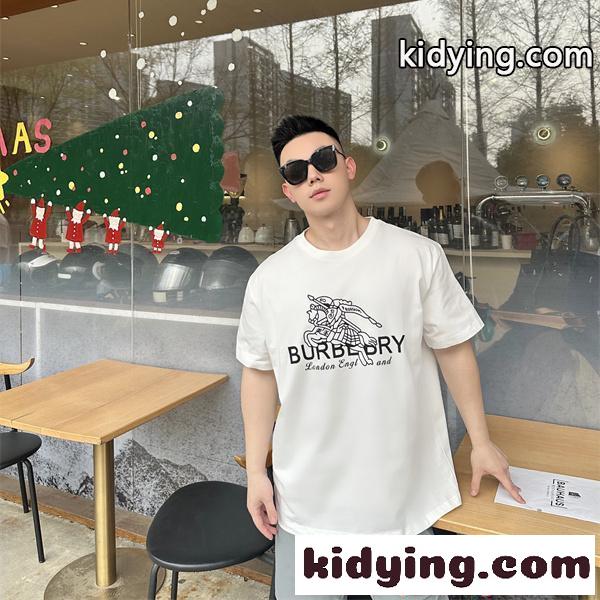 BURBERRY バーバリー コピー 新着人気 半袖Tシャツ プリント 通気素材 カジュアルウェア-0