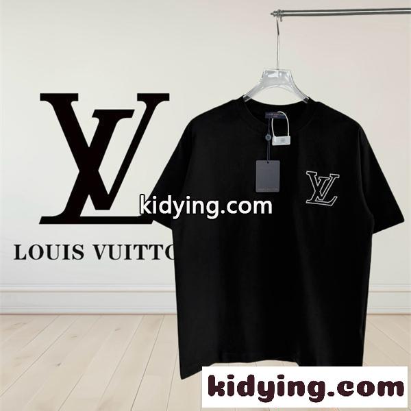 半袖Tシャツ ワンポイント刺繍 クルーネック ミニマル定番モデル LOUIS VUITTON ルイヴィトン コピー-0