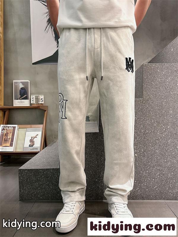 ロングパンツ アミリ コピー 刺繍ロゴ AMIRI ストレートシルエット スウェット素材 リラックス-1