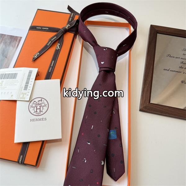 エルメスHermes激安メンズネクタイドット総柄シルクジャカード手工仕立て上品配色ビジネス対応-6
