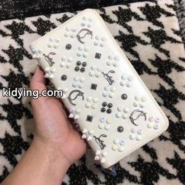 2018年春夏新作Christian LouboutinルブタンコピーPanettone Wallet☆WHITEレディースラウンドファスナー長財布ホワイト-0