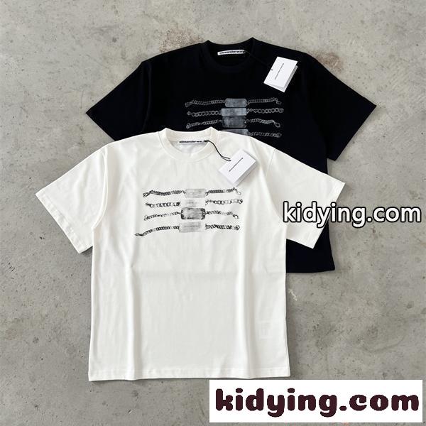 プリント アレキサンダーワン コピー Tシャツ チェーンモチーフ Alexander wang モノトーン系 個性派 ペア対応-0