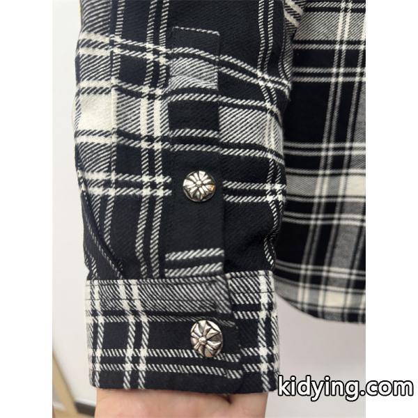2025秋冬人気 ブラック グレー マルチクロス刺繍デザイン Chrome Hearts クロムハーツ コピー チェックシャツ-4
