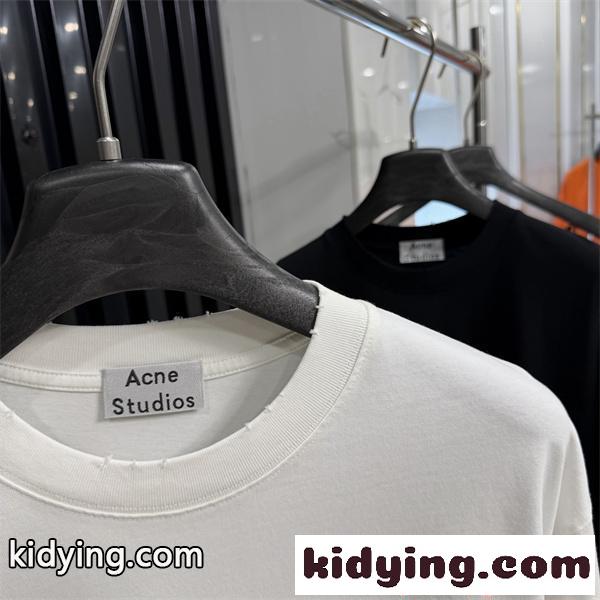 Tシャツ ブラック 半袖 アクネストゥディオズ コピー Acne スプレーデザイン ストリート感 プリント-5