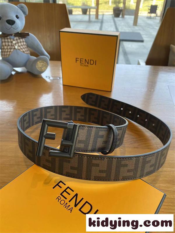 FENDIフェンディベルトコピー正規店同様 幅4.0cm 両面使用可能 FFリベル留め Cuoio Romanoレザー素材-3