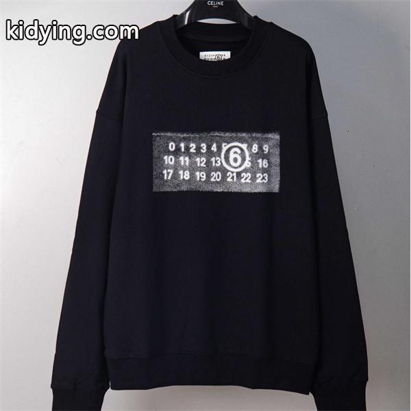 マルジェラ コピー トレーナー 数字ロゴ グラフィック ブラック モダン Maison Margiela-0