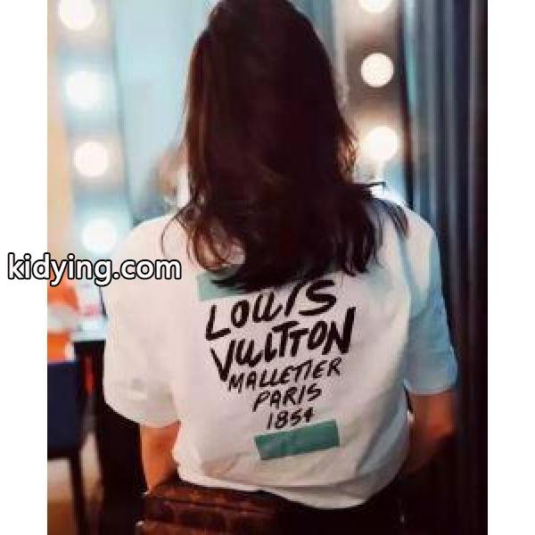 大人気販売中！LOUIS VUITTONルイヴィトンコピー男女兼用のプリントされたトップスクルーネック半袖Tシャツ-0