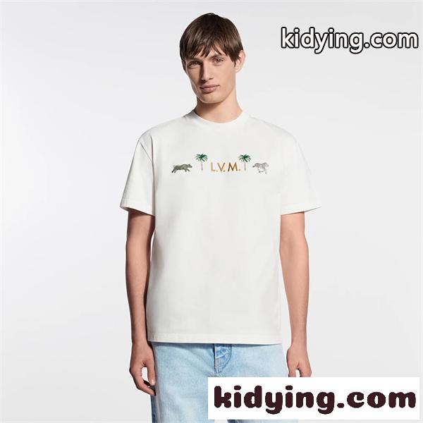 1AJVQK ☆ルイビトンtシャツコピー☆LV × ザ・ダージリン リミテッド エンブロイダリー ショートスリーブ クルーネック-0