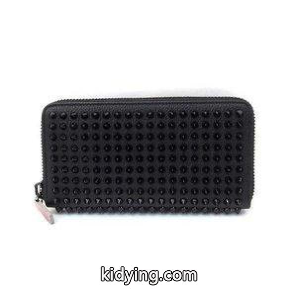 美品 Christian louboutin クリスチャンルブタン 1165044CM53 Panettone Wallet パネトーネ ウォレット スパイク スタッズ ラウンドファスナー 長財布 ☆激安& 通販-0