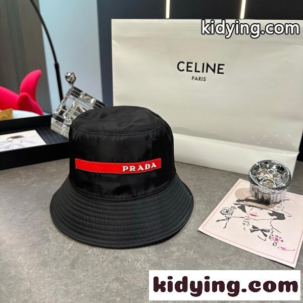 2026新作 PRADA プラダ ナイロンバケットハット メンズ レディース サファリハット ロゴ刺繍 レッドライン ワンポイントデザイン 軽量キャップ-4
