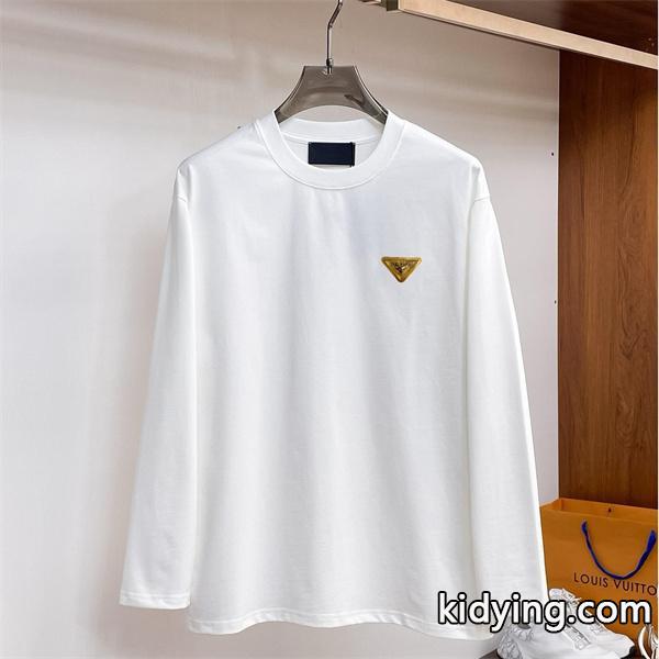 PRADA コピー 長袖Tシャツ ゴールドロゴ 上品 シンプル プレミアム 最安値 PRADA-1
