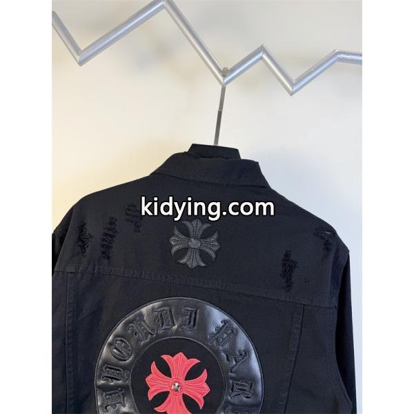 クロス刺繍 デニムジャケット ブラック 重厚 無骨 存在感 CHROME HEARTS クロムハーツ コピー-8