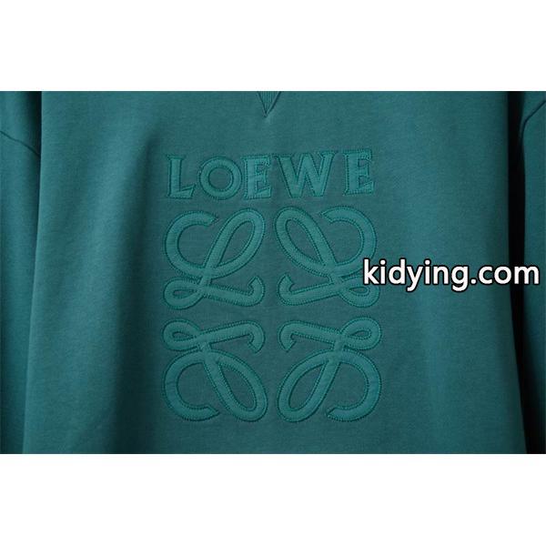 洗練スタイル LOEWE ロエベ コピー エンボスロゴ パーカー 深みのあるグリーンカラー-3