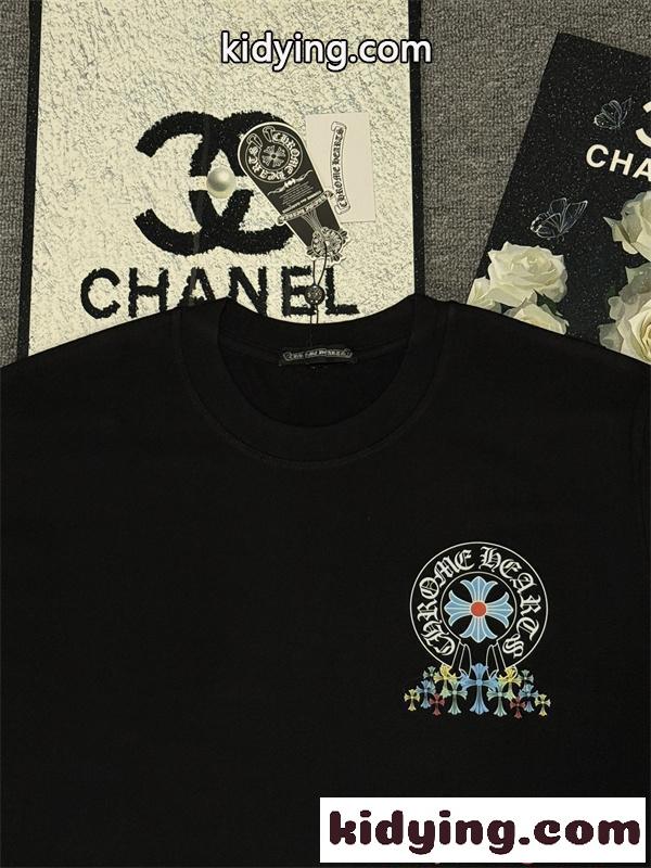 クロスプリント Tシャツ  クロムハーツ コピー CHROME HEARTS メンズ レディース 半袖トップス カラークロス ロゴデザイン ストリート-3
