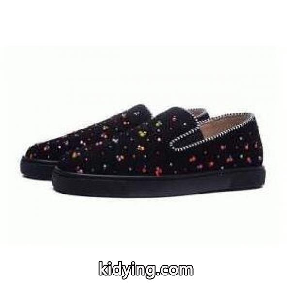素敵な一足 LOUBOUTIN MISTER ACADEMY ルブタンミスターアカデミーフラットスリッポンスエードスニーカー-0