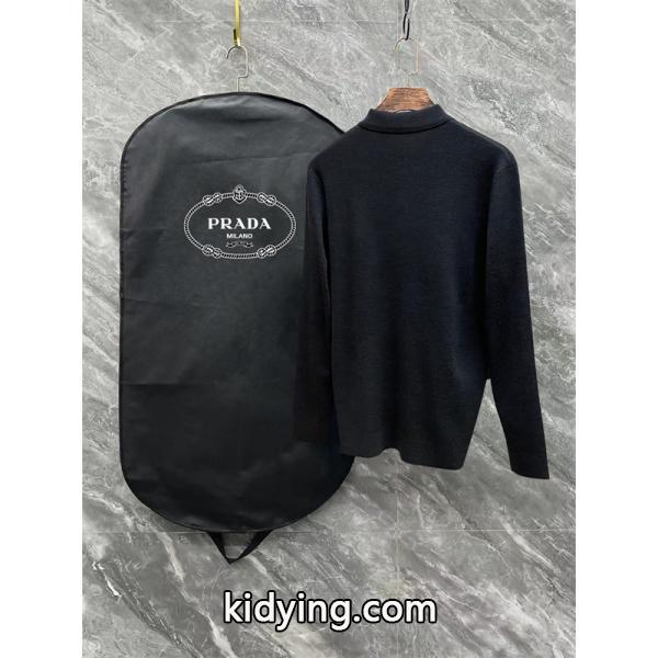 ブラック / グレー セーター POLO クラシック三角ロゴ 2025秋冬洗練 プラダ PRADA コピートップス-3