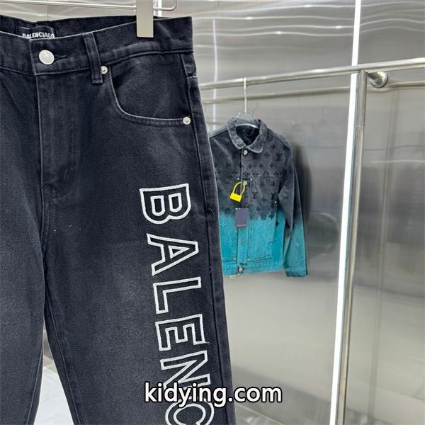バレンシアガ コピー デニムパンツ ブラック ロゴプリント ワイドシルエット ストリート BALENCIAGA-3