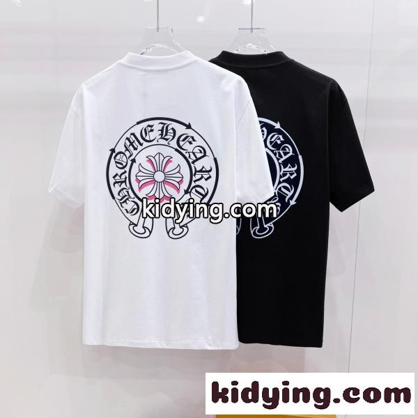 2026新作 Chrome Hearts 激安 クロムハーツ 半袖Tシャツ クロスロゴ バックプリント コットン クルーネック ストリート ユニセックス 人気アイテム-0