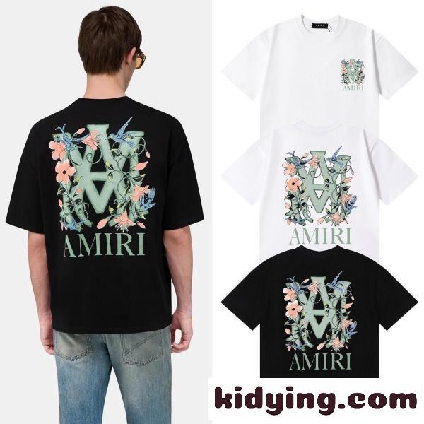 AMIRI アミリ Tシャツ 半袖 バックプリント フラワーモチーフ ロゴデザイン アートグラフィック オーバーサイズ-0