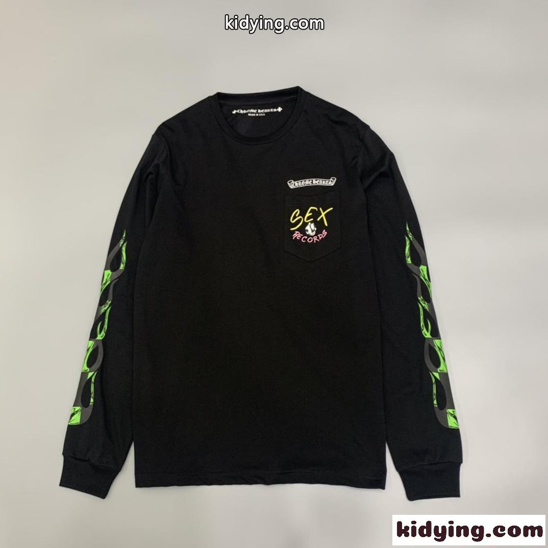 Chrome Hearts クロムハーツ コピー 長袖Tシャツ バックプリント STAY FAST ポケットデザイン ブラック 袖プリント ストリート クロムハーツ-0