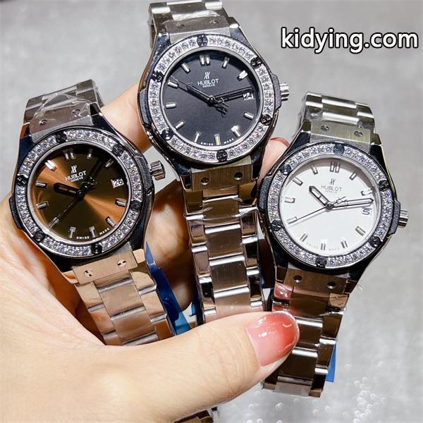 HUBLOT ブラックダイヤモンド装飾 シルバーブレス ユブロット コピー 時計 フェミニン 高品質 腕時計-7