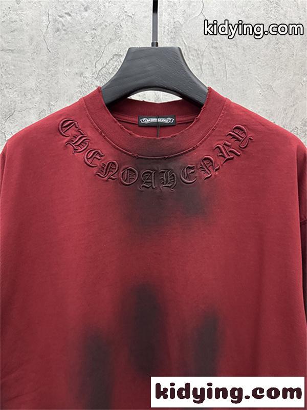 グリーン 半袖Tシャツ Chrome Hearts クロムハーツ コピー ネックゴシックロゴ ウォッシュグラデーション クロスワッペン風 ゆったりシルエット-9