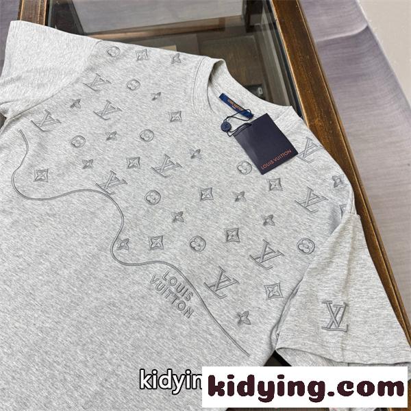 ルイ・ヴィトン コピー 刺繍 Tシャツ 半袖 ワイドシルエット ホワイト デザイン 軽やか 通気性 快適着用 Louis Vuitton ルイヴィトン-5