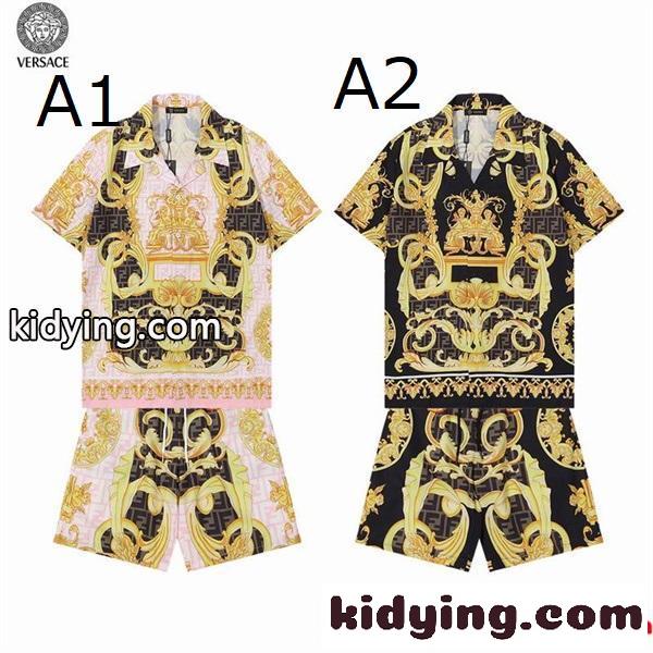 綺麗に決まるフォルム！ヴェルサーチ VERSACE 半袖Tシャツ 上下セット 2色可選_ヴェルサーチ VERSACE_ブランド コピー 激安(日本最大級)-0
