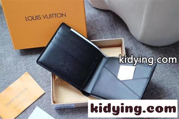 Louis Vuitton コピー ルイヴィトン 二つ折り財布 ダミエレザー ブラック コンパクトウォレット カード収納 メンズ財布 高級感 ミニ財布 薄型デザイン-1