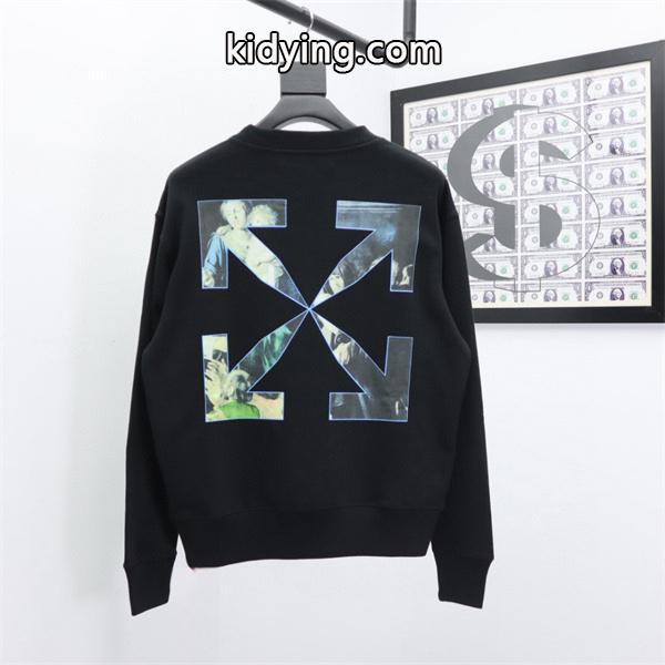 プリント シックな印象 ブラック パーカー Off-White オフホワイト 偽物 2025秋冬ダークスタイル 限定入手-2