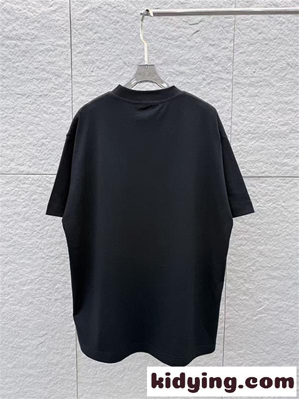 ディープグリーン 半袖Tシャツ FENDI フェンディ コピー ビッグロゴプリント FFミニパターン クルーネック ゆったりトップス-3