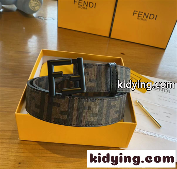 FENDIフェンディベルトコピー正規店同様 幅4.0cm 両面使用可能 FFリベル留め Cuoio Romanoレザー素材-0