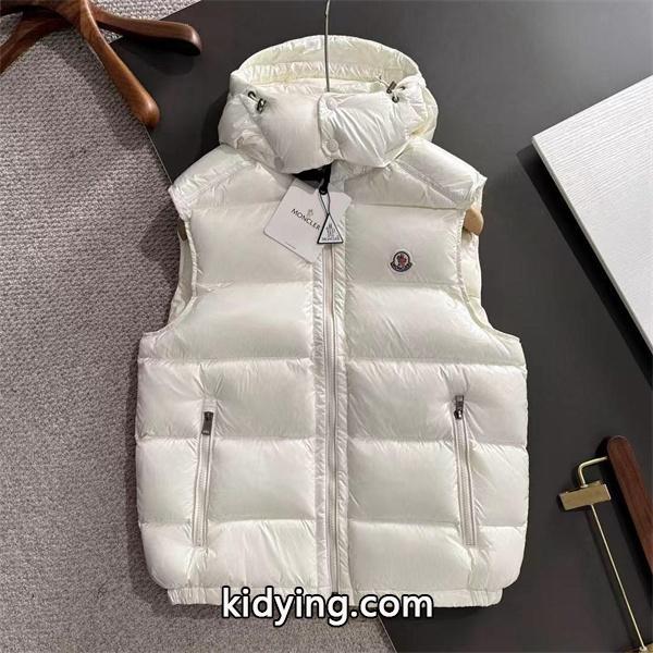 ホワイトフード付 軽量スタイル MONCLER モンクレール コピー ダウンベスト 秋冬温かさ重視-0