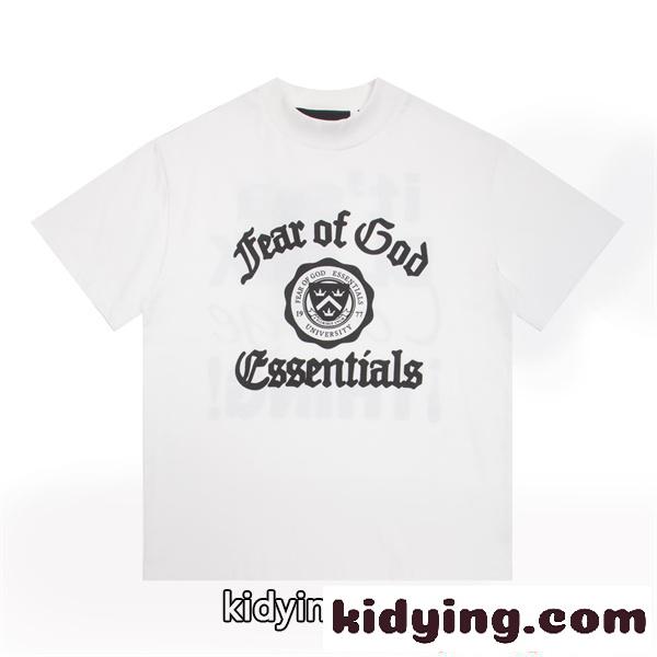 カレッジロゴ風 プリント 半袖Tシャツ ESSENTIALS ストリート系 カジュアル エッセンシャルズ 偽物-3