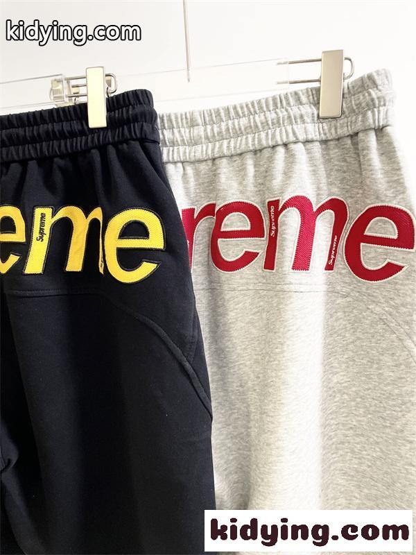 刺繍 シュプリーム コピー ハーフパンツ ウエストゴム ドローストリング ブラック グレー 夏 カジュアル Supreme メンズ-5