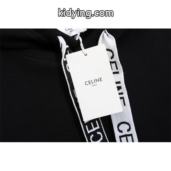 シンプルで洗練されたデザインの セリーヌ CELINE コピー 最新コレクション ブラック フーディ パーカー-4