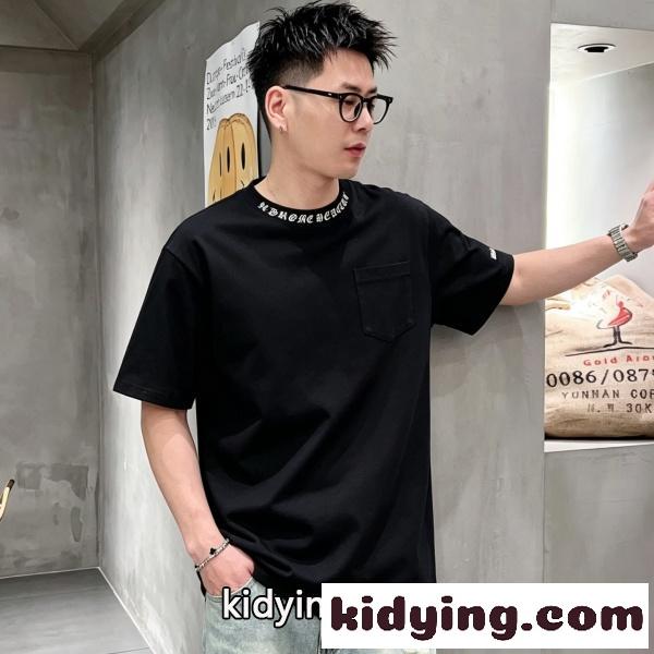 CHROME HEARTS コピー クロムハーツ コピー ネックロゴプリントポケットTシャツ ゴシックレター 半袖トップス 人気-4